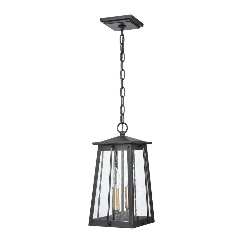Atlas Kirkdale 9" Wide 2-Light Outdoor Pendant - Matte Black Fixture for Stylish Entryways & Patios OL11035-BK