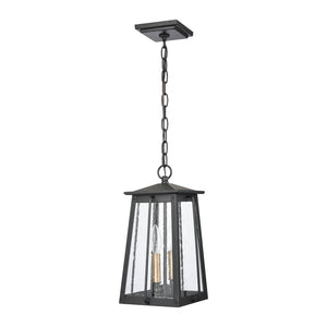 Atlas Kirkdale 9" Wide 2-Light Outdoor Pendant - Matte Black Fixture for Stylish Entryways & Patios OL11035-BK