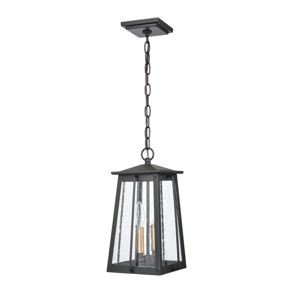 Atlas Kirkdale 9" Wide 2-Light Outdoor Pendant - Matte Black Fixture for Stylish Entryways & Patios OL11035-BK