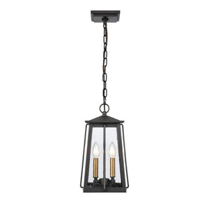Atlas Kirkdale 9" Wide 2-Light Outdoor Pendant - Matte Black Fixture for Stylish Entryways & Patios OL11035-BK