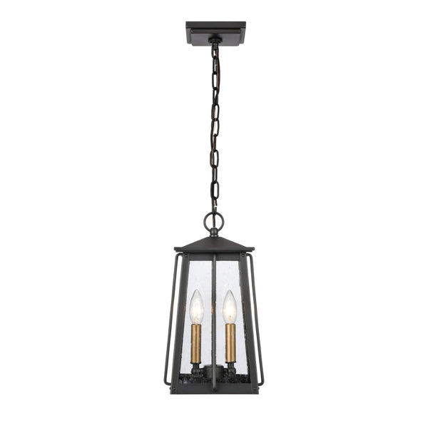 Atlas Kirkdale 9" Wide 2-Light Outdoor Pendant - Matte Black Fixture for Stylish Entryways & Patios OL11035-BK