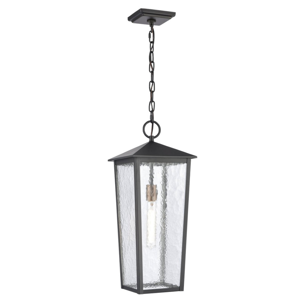 Atlas Marquis 9'' Wide Outdoor Pendant Light - Matte Black Lantern with Textured Glass for Patios & Porches OL11036-BK