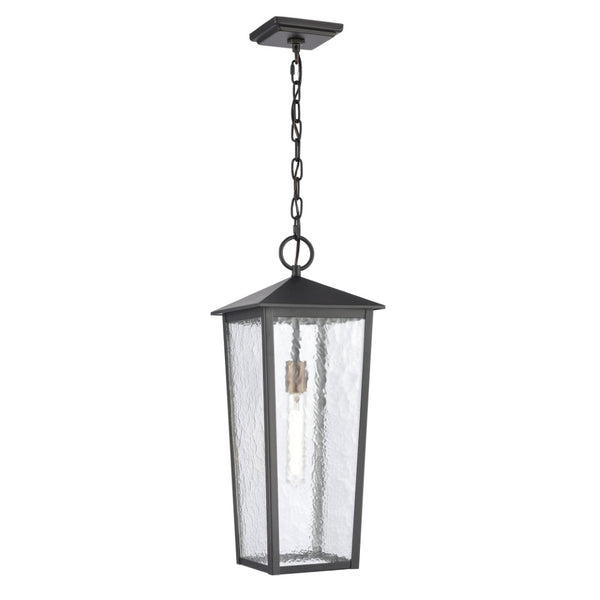 Atlas Marquis 9'' Wide Outdoor Pendant Light - Matte Black Lantern with Textured Glass for Patios & Porches OL11036-BK