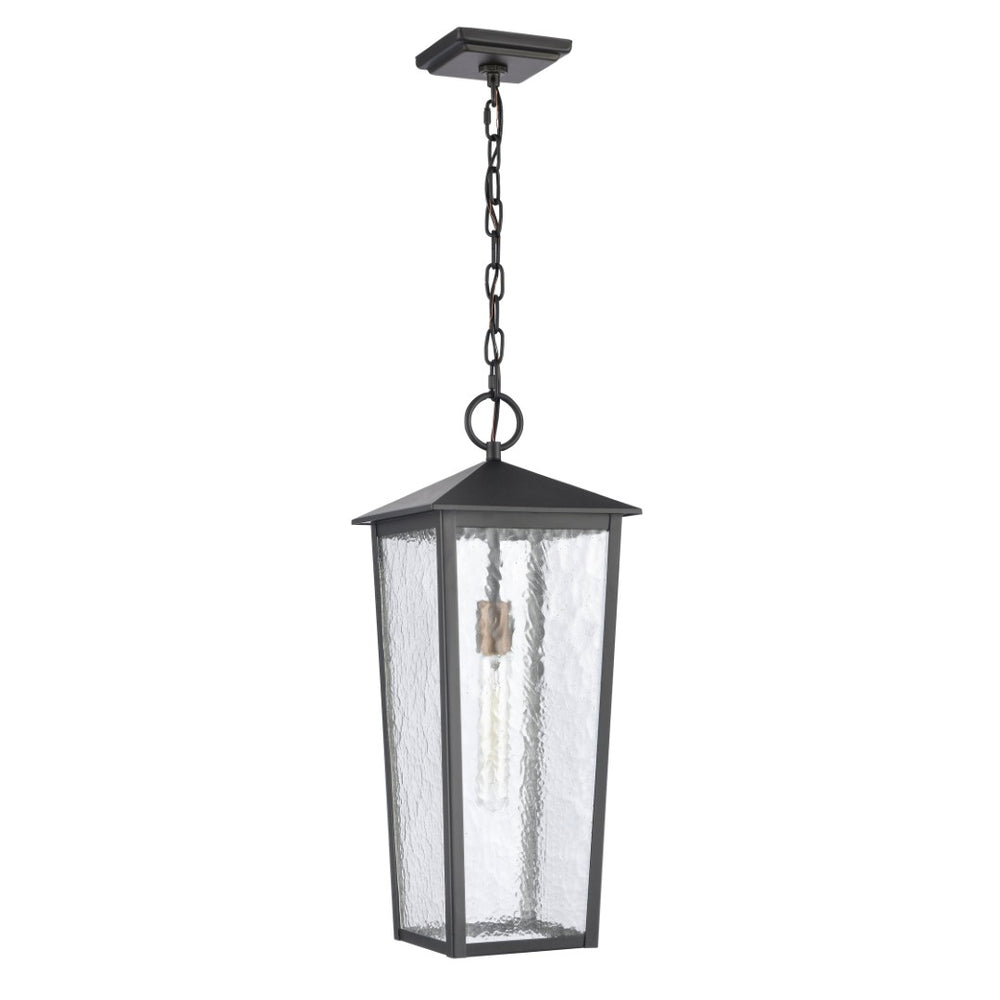 Atlas Marquis 9'' Wide Outdoor Pendant Light - Matte Black Lantern with Textured Glass for Patios & Porches OL11036-BK