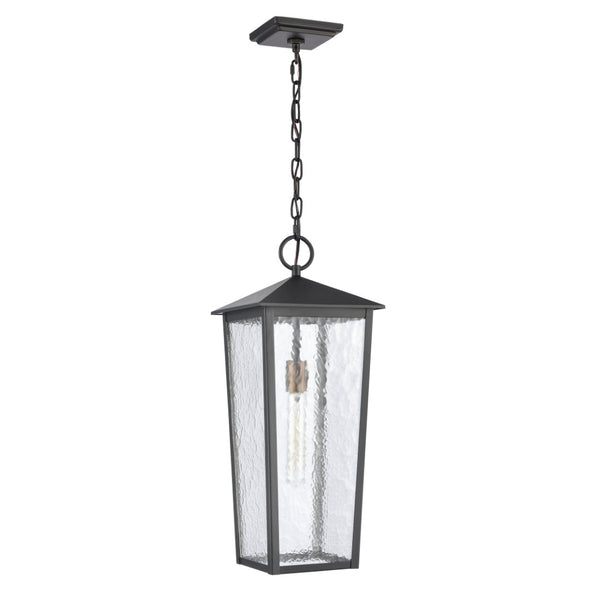 Atlas Marquis 9'' Wide Outdoor Pendant Light - Matte Black Lantern with Textured Glass for Patios & Porches OL11036-BK