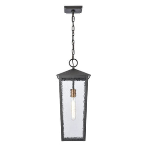 Atlas Marquis 9'' Wide Outdoor Pendant Light - Matte Black Lantern with Textured Glass for Patios & Porches OL11036-BK