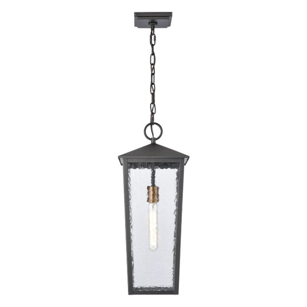 Atlas Marquis 9'' Wide Outdoor Pendant Light - Matte Black Lantern with Textured Glass for Patios & Porches OL11036-BK