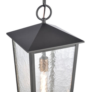 Atlas Marquis 9'' Wide Outdoor Pendant Light - Matte Black Lantern with Textured Glass for Patios & Porches OL11036-BK