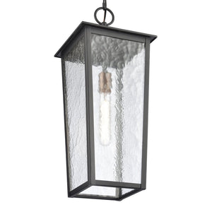 Atlas Marquis 9'' Wide Outdoor Pendant Light - Matte Black Lantern with Textured Glass for Patios & Porches OL11036-BK