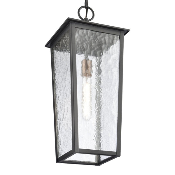 Atlas Marquis 9'' Wide Outdoor Pendant Light - Matte Black Lantern with Textured Glass for Patios & Porches OL11036-BK