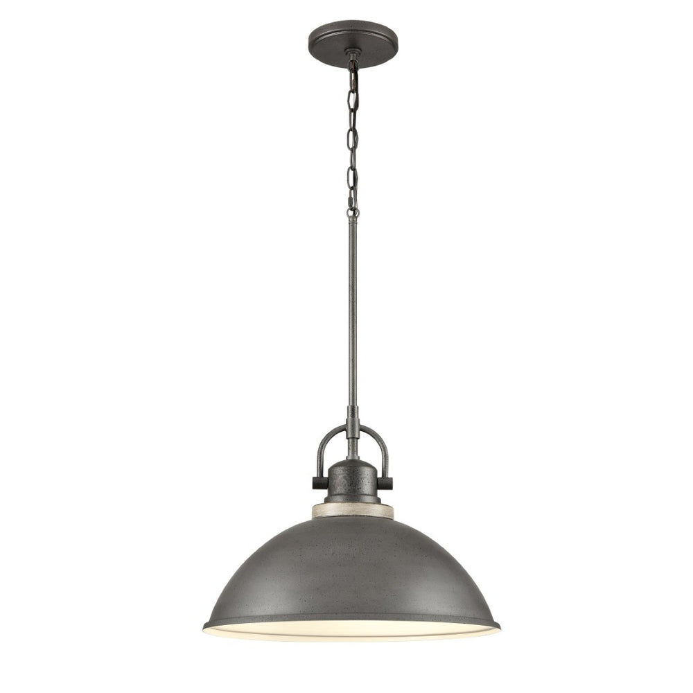 Atlas North Shore Outdoor Pendant Light – Chic Industrial Design for Patios and Entryways, Weather-Resistant Iron 18'' OL11039-GY