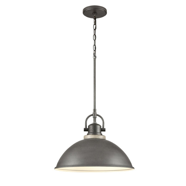 Atlas North Shore Outdoor Pendant Light – Chic Industrial Design for Patios and Entryways, Weather-Resistant Iron 18'' OL11039-GY