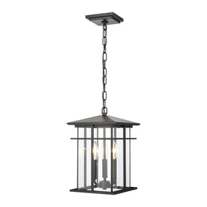 Atlas Oak Park 9" Wide 3-Light Outdoor Pendant - Mission-Style Fixture for Modern Entryways & Porches Matte Black OL11041-BK