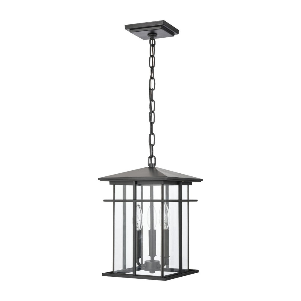 Atlas Oak Park 9" Wide 3-Light Outdoor Pendant - Mission-Style Fixture for Modern Entryways & Porches Matte Black OL11041-BK