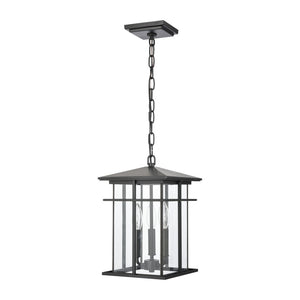 Atlas Oak Park 9" Wide 3-Light Outdoor Pendant - Mission-Style Fixture for Modern Entryways & Porches Matte Black OL11041-BK
