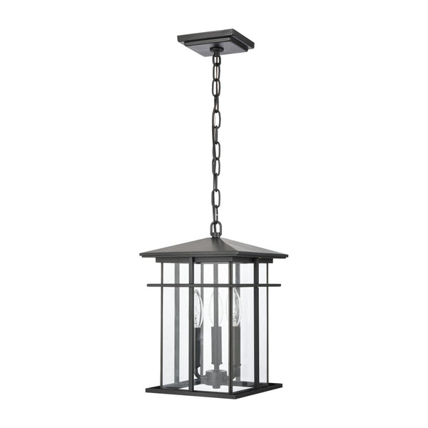 Atlas Oak Park 9" Wide 3-Light Outdoor Pendant - Mission-Style Fixture for Modern Entryways & Porches Matte Black OL11041-BK