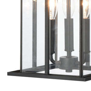 Atlas Oak Park 9" Wide 3-Light Outdoor Pendant - Mission-Style Fixture for Modern Entryways & Porches Matte Black OL11041-BK