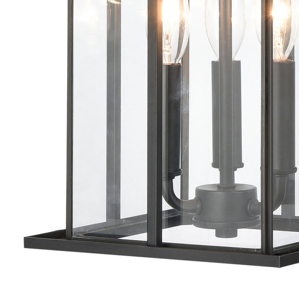 Atlas Oak Park 9" Wide 3-Light Outdoor Pendant - Mission-Style Fixture for Modern Entryways & Porches Matte Black OL11041-BK