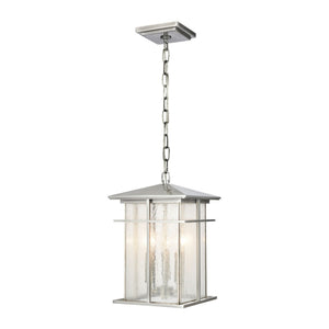 Atlas Oak Park 9" Wide 3-Light Outdoor Pendant - Mission-Style Fixture for Modern Entryways & Porches Antique Brushed Aluminum OL11041-SV