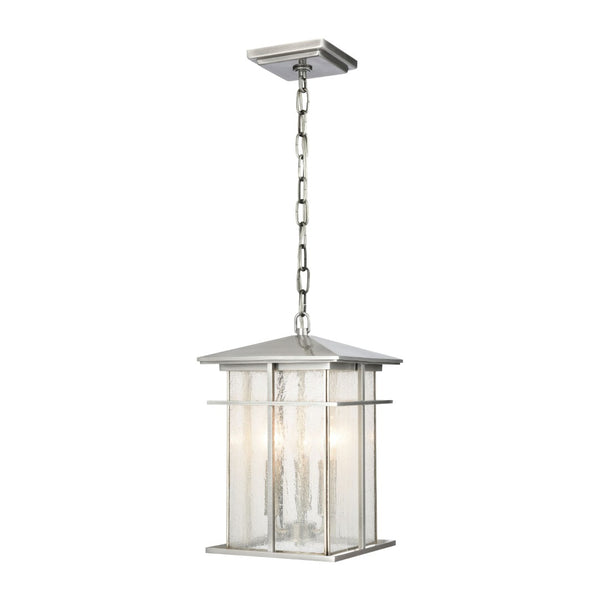 Atlas Oak Park 9" Wide 3-Light Outdoor Pendant - Mission-Style Fixture for Modern Entryways & Porches Antique Brushed Aluminum OL11041-SV