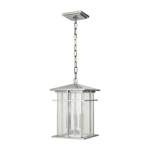 Atlas Oak Park 9" Wide 3-Light Outdoor Pendant - Mission-Style Fixture for Modern Entryways & Porches Antique Brushed Aluminum OL11041-SV