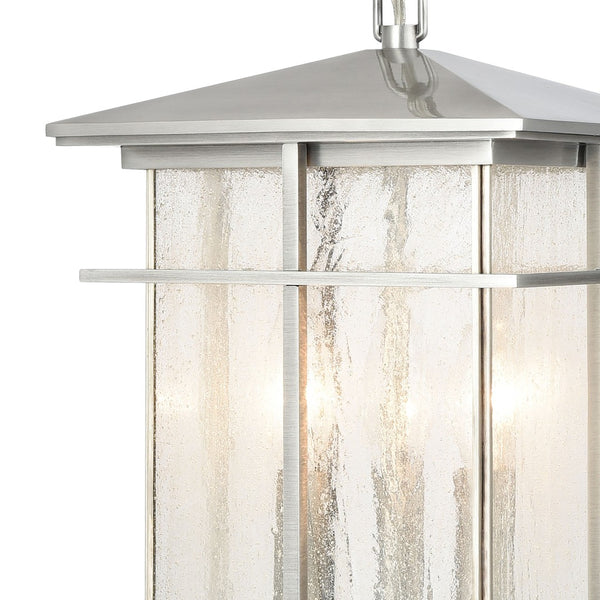 Atlas Oak Park 9" Wide 3-Light Outdoor Pendant - Mission-Style Fixture for Modern Entryways & Porches Antique Brushed Aluminum OL11041-SV