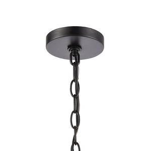 Atlas Radnor 8" Wide 1-Light Outdoor Pendant - Mission-Style Matte Black Fixture with Seeded Glass Shade OL11042-BK
