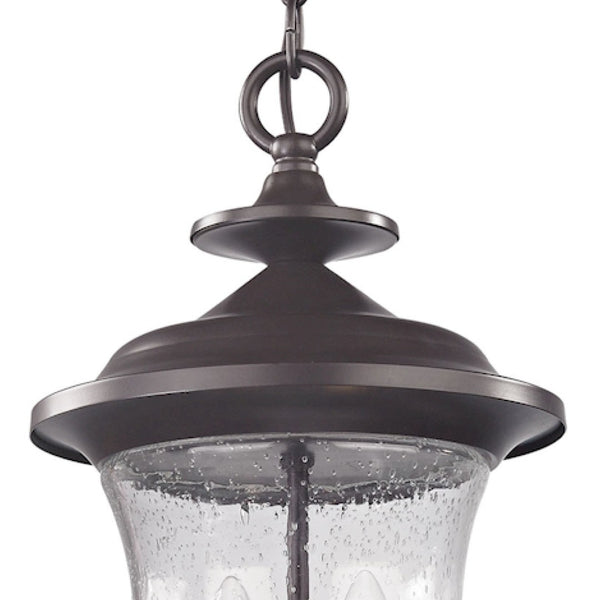 Atlas Trinity 9" Wide 2-Light Outdoor Pendant - Elegant Oil Rubbed Bronze with Clear Seeded Glass Charm OL11048-BZ