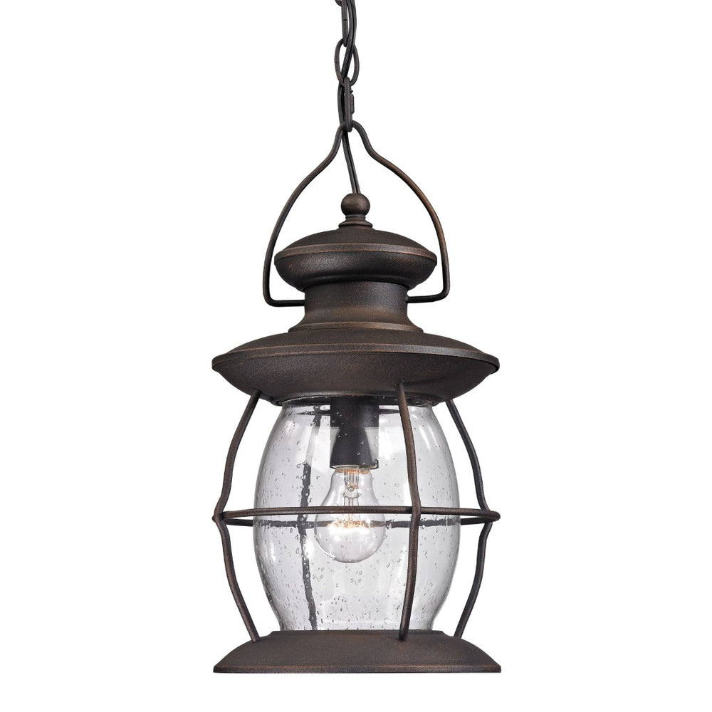 Atlas Village Lantern 8" Wide Outdoor Pendant - Vintage-Style Weathered Charcoal Light for Patios & Porches OL11049-BK