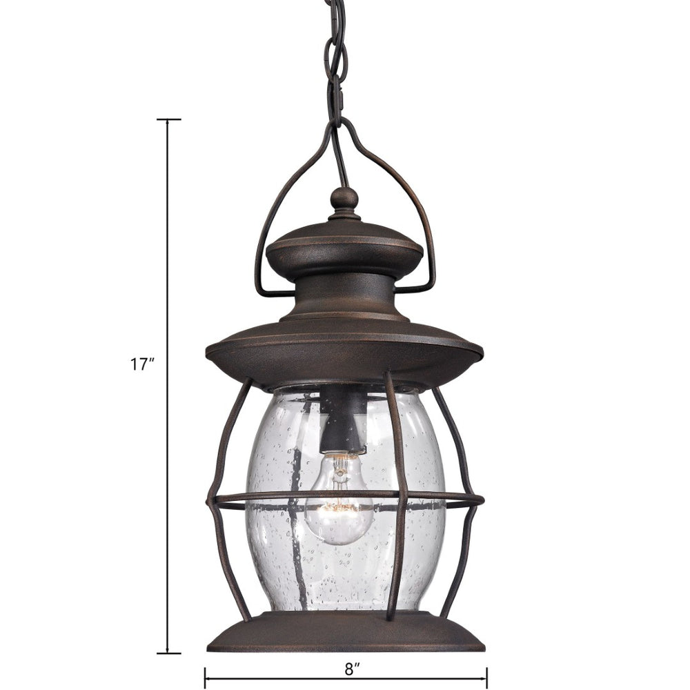Atlas Village Lantern 8" Wide Outdoor Pendant - Vintage-Style Weathered Charcoal Light for Patios & Porches OL11049-BK