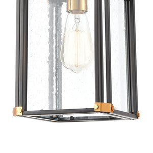 Atlas Vincentown 8'' Wide 1-Light Outdoor Pendant - Modern Matte Black with Brass Accents for Patios OL11050-BK
