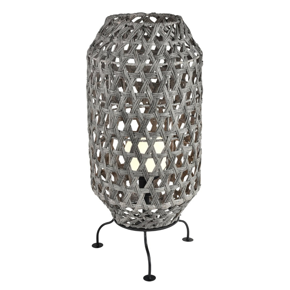 Atlas Banaue 36'' High Outdoor Table Lamp - Stylish Gray Macramé Design for Relaxing Patio Ambiance OL11052-GY