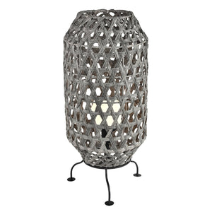 Atlas Banaue 36'' High Outdoor Table Lamp - Stylish Gray Macramé Design for Relaxing Patio Ambiance OL11052-GY