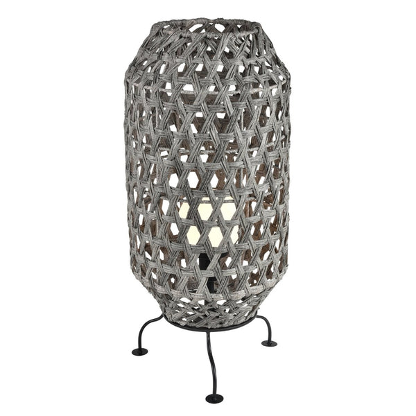 Atlas Banaue 36'' High Outdoor Table Lamp - Stylish Gray Macramé Design for Relaxing Patio Ambiance OL11052-GY