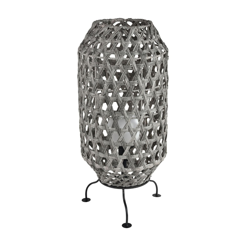 Atlas Banaue 36'' High Outdoor Table Lamp - Stylish Gray Macramé Design for Relaxing Patio Ambiance OL11052-GY
