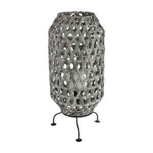 Atlas Banaue 36'' High Outdoor Table Lamp - Stylish Gray Macramé Design for Relaxing Patio Ambiance OL11052-GY