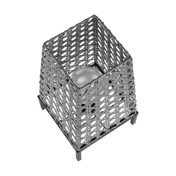 Atlas Carus Rattan-Style 27" High Outdoor Table Lamp - Elegant Gray Design for Patios & Poolside Areas OL11053-GY