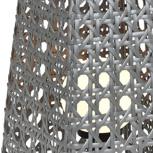 Atlas Carus Rattan-Style 27" High Outdoor Table Lamp - Elegant Gray Design for Patios & Poolside Areas OL11053-GY