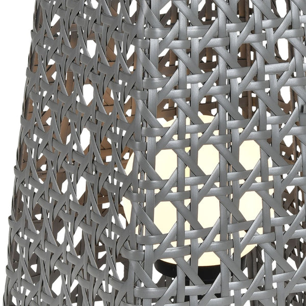 Atlas Carus Rattan-Style 27" High Outdoor Table Lamp - Elegant Gray Design for Patios & Poolside Areas OL11053-GY