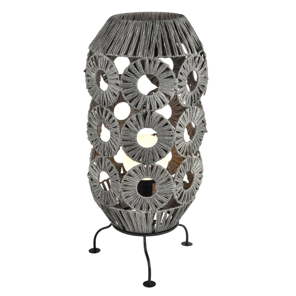 Atlas Palayan 36'' High Outdoor Table Lamp - Stylish Gray Macramé Design for Patios & Porches OL11057-GY