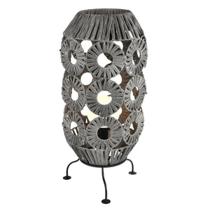 Atlas Palayan 36'' High Outdoor Table Lamp - Stylish Gray Macramé Design for Patios & Porches OL11057-GY