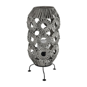 Atlas Palayan 36'' High Outdoor Table Lamp - Stylish Gray Macramé Design for Patios & Porches OL11057-GY