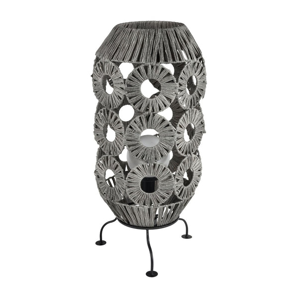 Atlas Palayan 36'' High Outdoor Table Lamp - Stylish Gray Macramé Design for Patios & Porches OL11057-GY