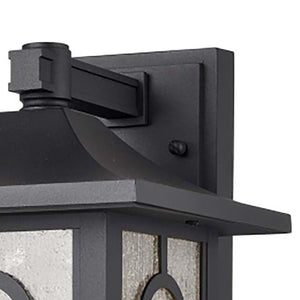 Atlas Parkdale 14.5'' High Outdoor Sconce - Mission-Inspired Black Metal Light with Seeded Glass Panels OL11058-BK