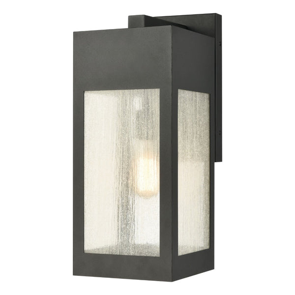 Atlas Angus 20'' High Modern Outdoor Wall Sconce with Heavily Seeded Glass for Warm Ambiance Charcoal 8'' OL11062-BK