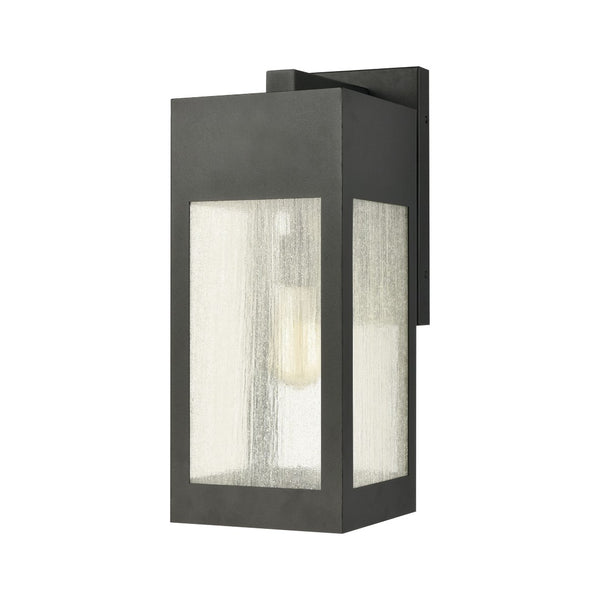 Atlas Angus 20'' High Modern Outdoor Wall Sconce with Heavily Seeded Glass for Warm Ambiance Charcoal 8'' OL11062-BK
