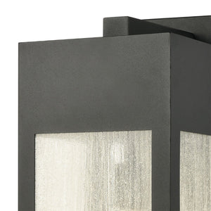 Atlas Angus 20'' High Modern Outdoor Wall Sconce with Heavily Seeded Glass for Warm Ambiance Charcoal 8'' OL11062-BK