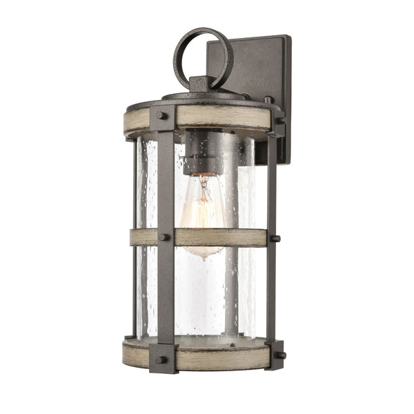Atlas Annenberg 16'' High Farmhouse Outdoor Sconce - Weather-Resistant Cast Aluminum with Seeded Glass OL11063-GY