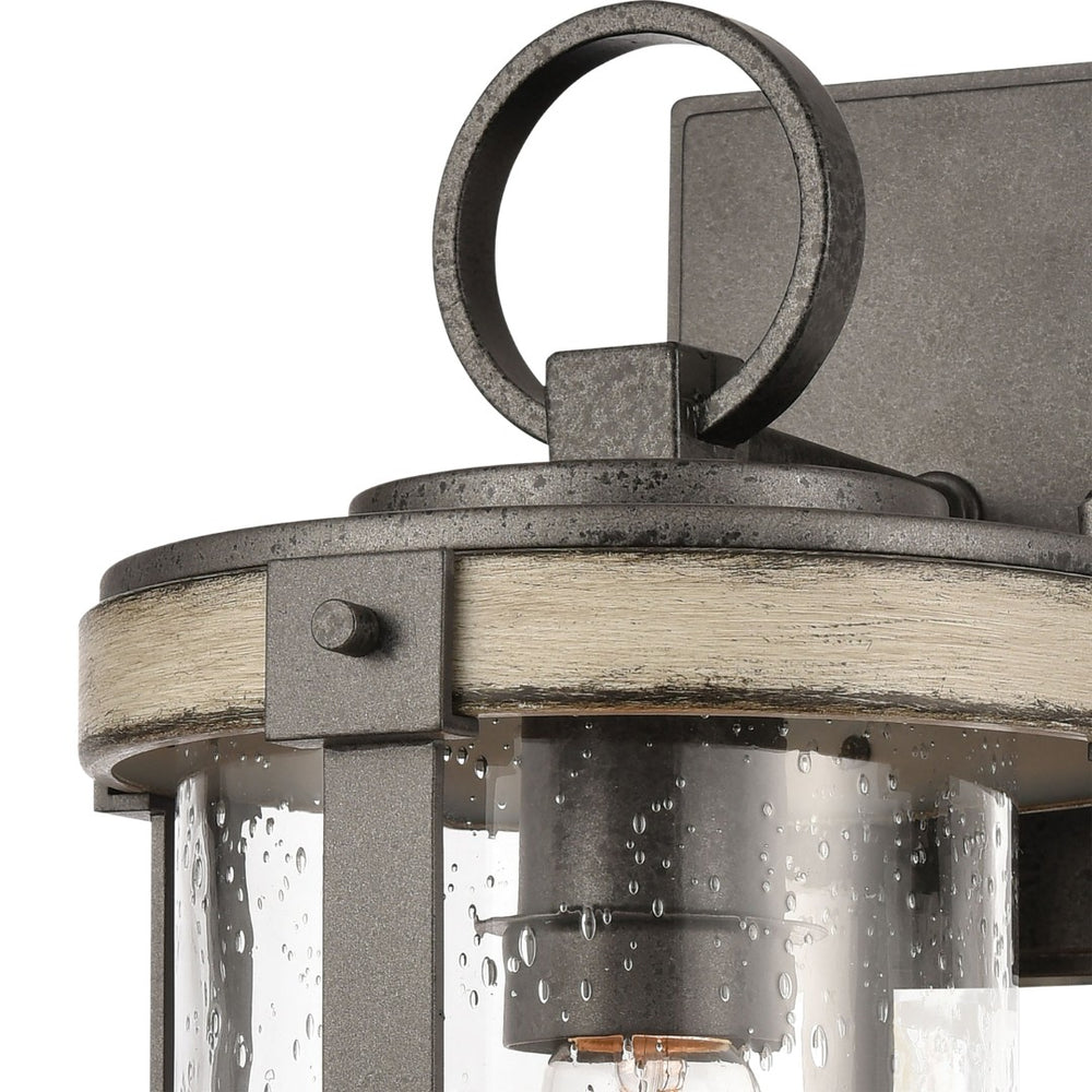 Atlas Annenberg 16'' High Farmhouse Outdoor Sconce - Weather-Resistant Cast Aluminum with Seeded Glass OL11063-GY
