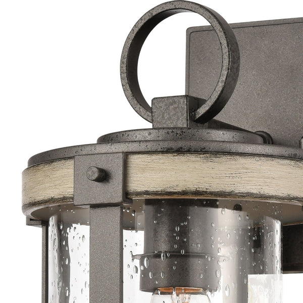 Atlas Annenberg 16'' High Farmhouse Outdoor Sconce - Weather-Resistant Cast Aluminum with Seeded Glass OL11063-GY